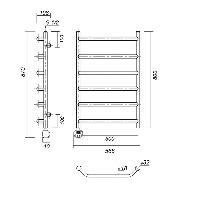Domoterm Лаура П6 500*800 EL электрический полотенцесушитель лесенка
