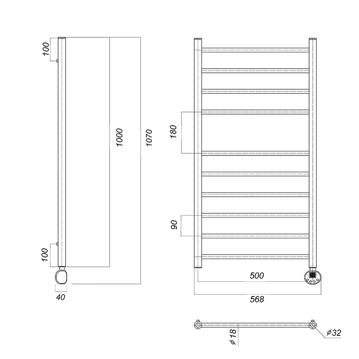 Domoterm Медея П10 500x1000 ER электрический полотенцесушитель лесенка