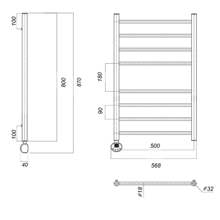 Domoterm Медея П8 500x800 EL электрический полотенцесушитель лесенка