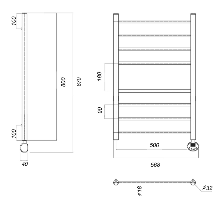 Domoterm Медея П8 500x800 ER электрический полотенцесушитель лесенка