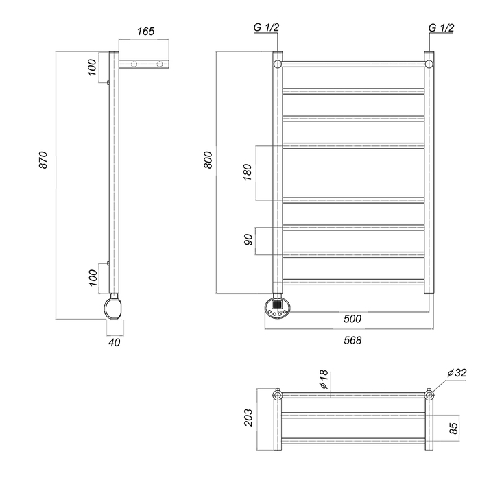 Domoterm Медея сп П8 500x800 EL электрический полотенцесушитель лесенка