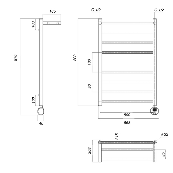 Domoterm Медея сп П8 500x800 ER электрический полотенцесушитель лесенка