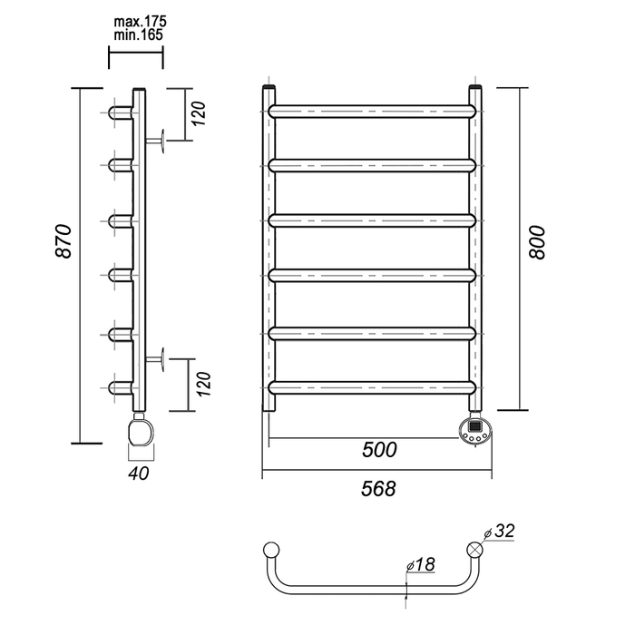 Domoterm Стефано П6 500x800 ER электрический полотенцесушитель лесенка