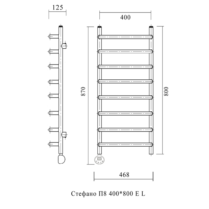 Domoterm Стефано П8 400*800 АБР EL электрический полотенцесушитель лесенка