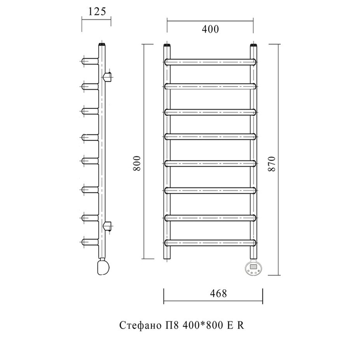Domoterm Стефано П8 400*800 АБР ER электрический полотенцесушитель лесенка