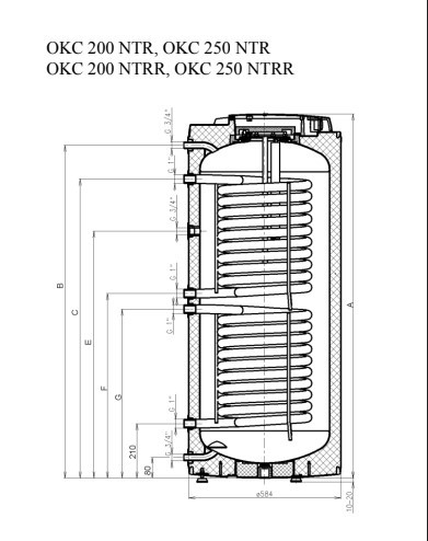 Drazice OKC 200 NTR бойлер косвенного нагрева