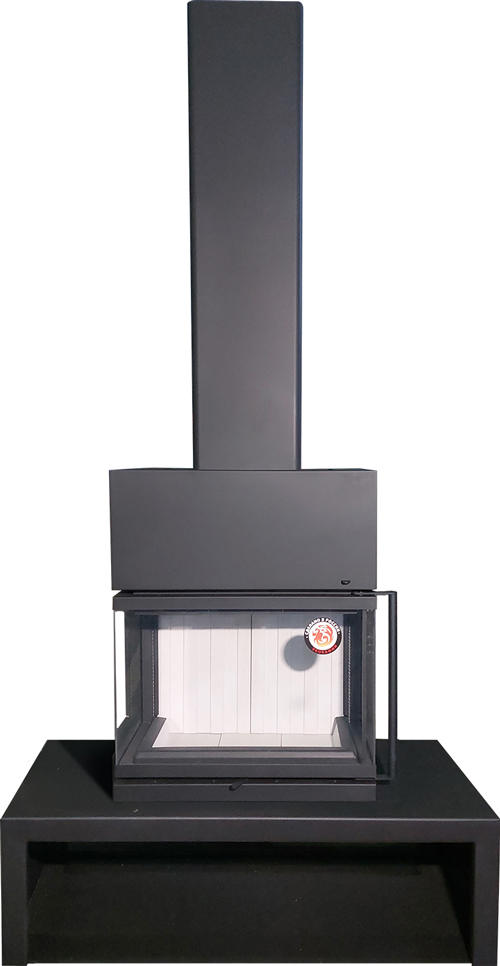 ЭКОКАМИН МАДРИД на дровнике Гигант центральный подовый готовый дровяной каминокомплект