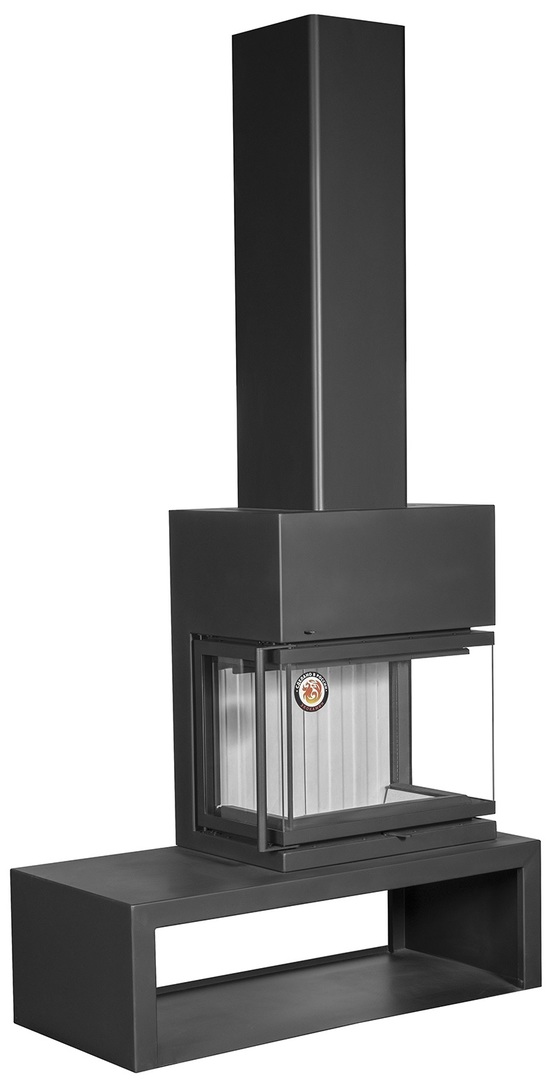 ЭКОКАМИН МАДРИД на дровнике Гигант справа готовый дровяной каминокомплект