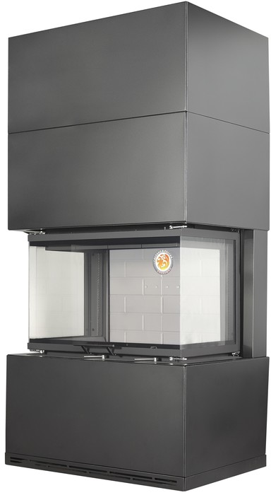 ЭКОКАМИН РОДОС 800 графит, белый шамот готовый дровяной каминокомплект