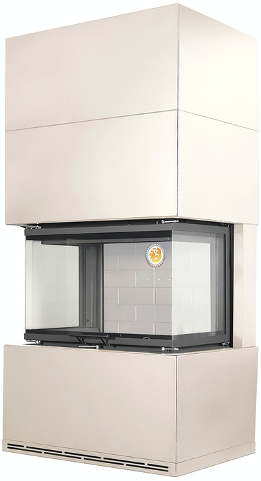 ЭКОКАМИН РОДОС 800 слоновая кость, шамот белый готовый дровяной каминокомплект