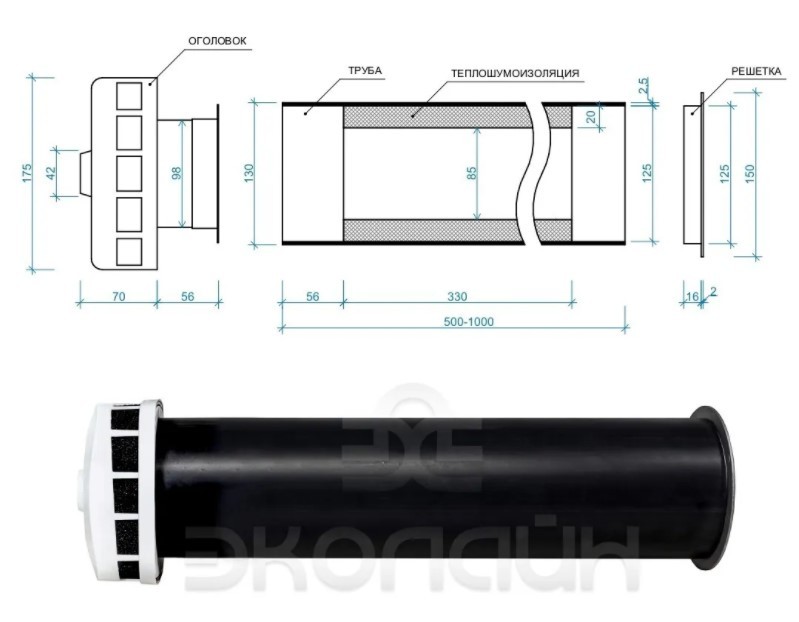 Эколайн КИВ-125-500 ПК приточный клапан