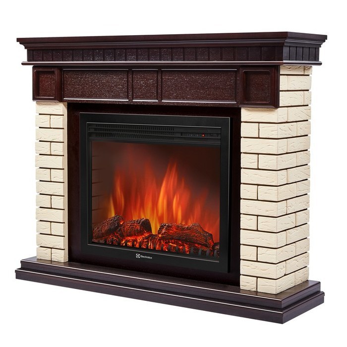 Firelight Bricks 25 кирпич Бежевый/шпон Тёмный дуб широкий портал