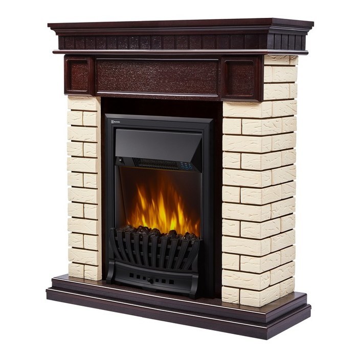 Firelight Bricks Classic кирпич Бежевый/шпон Тёмный дуб классический портал для камина