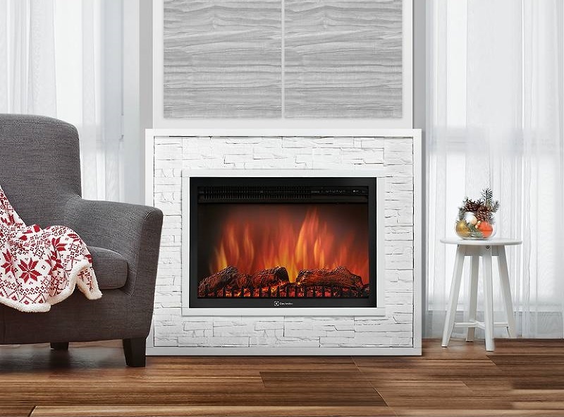 Firelight Loft 30 Белый сланец/Белая эмаль широкий портал
