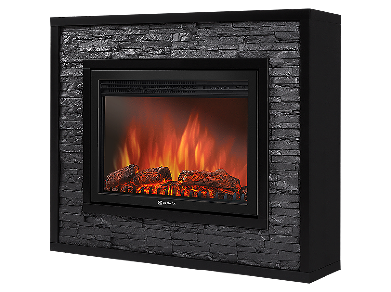 Firelight Loft 30 Черный сланец/Черная эмаль широкий портал