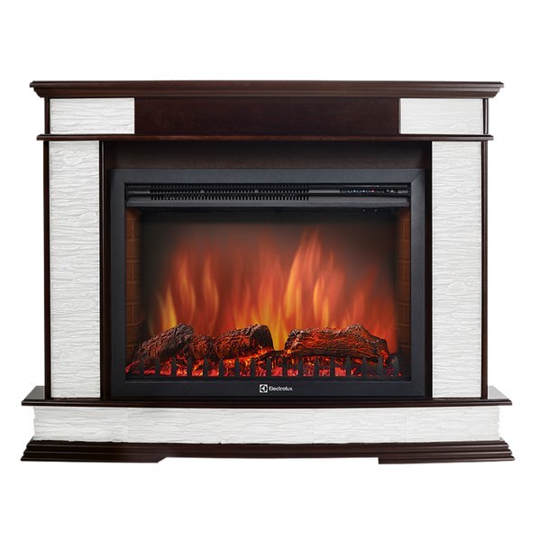 Electrolux EFP/P-3020LS с порталом Firelight Scala 30 камень сланец скалистый белый, шпон тёмный дуб электрокамин с широким очагом 2D