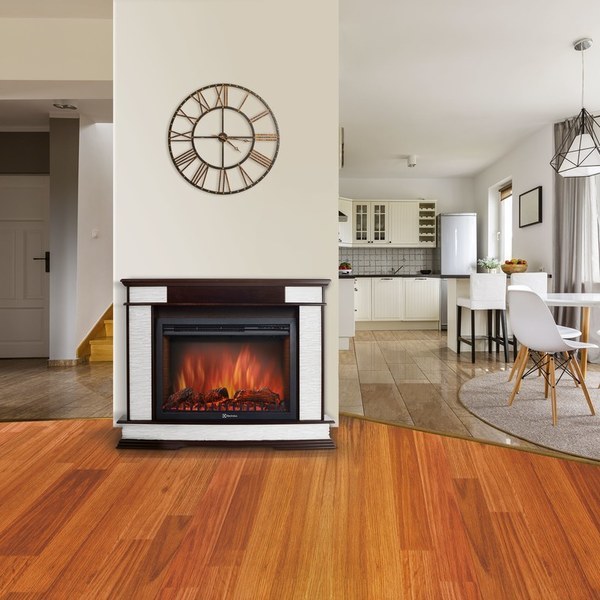 Electrolux EFP/P-3020LS с порталом Firelight Scala 30 камень сланец скалистый белый, шпон тёмный дуб электрокамин с широким очагом 2D