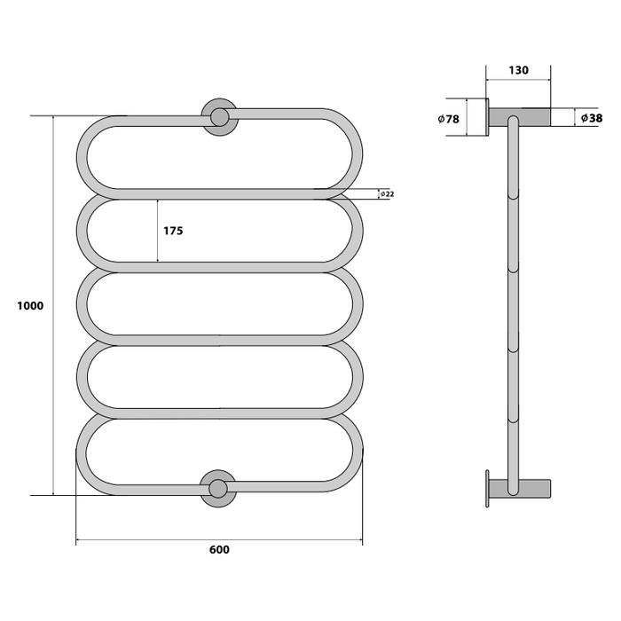 Energy Aura 1000x600 из нержавейки комбинированный полотенцесушитель