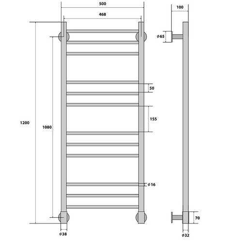 Energy Ergo 1200x500 электрический полотенцесушитель лесенка