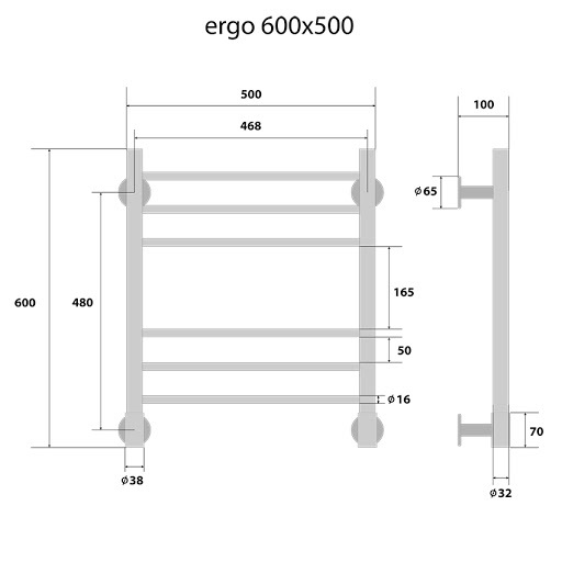 Energy Ergo 600х500 электрический полотенцесушитель лесенка