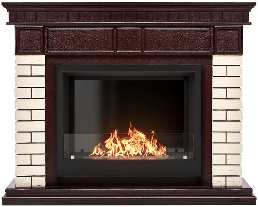Firelight BFP/P-2520 с порталом Bricks 25 камень бежевый, шпон темный дуб напольный биокамин