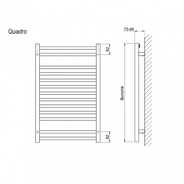 Grota Quadro 500x1814 El электрический полотенцесушитель лесенка