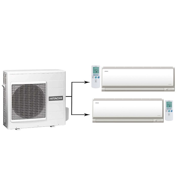 Hitachi RAM-52QH5/RAK-25NH6A*2 мульти сплит-система на 2 комнаты
