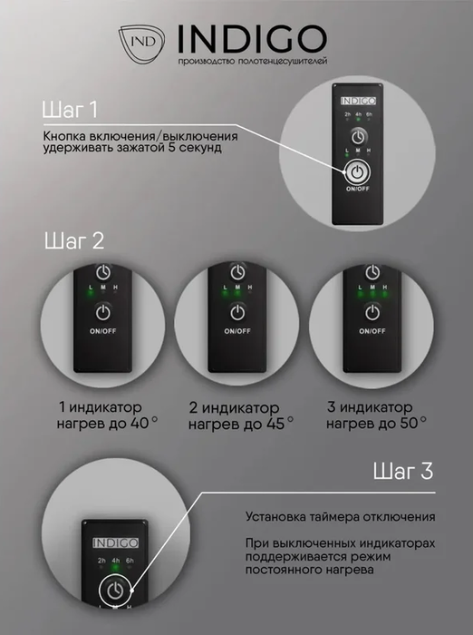 INDIGO Arc Lux б/п (el) 80/40 Черный муар электрический полотенцесушитель лесенка
