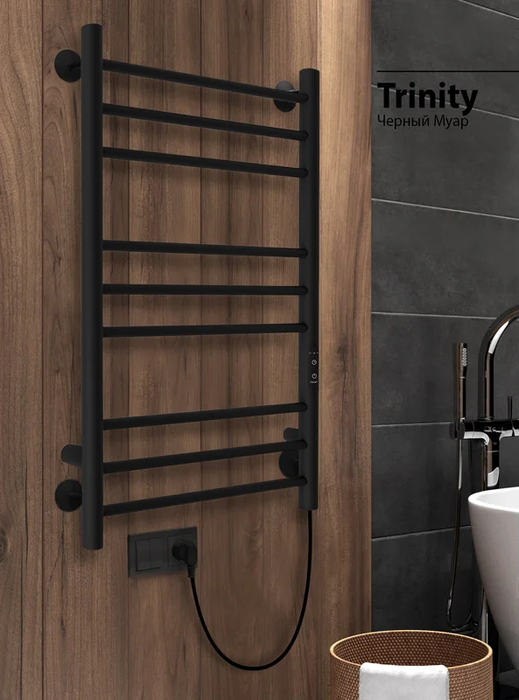 INDIGO Line Trinity (el) 80/50 Черный муар электрический полотенцесушитель лесенка