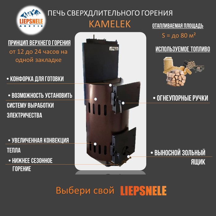 KAMELEK "+" с конфоркой дровяная печь
