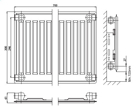 Kermi FKO 10 400x1200 стальной панельный радиатор Тип 10