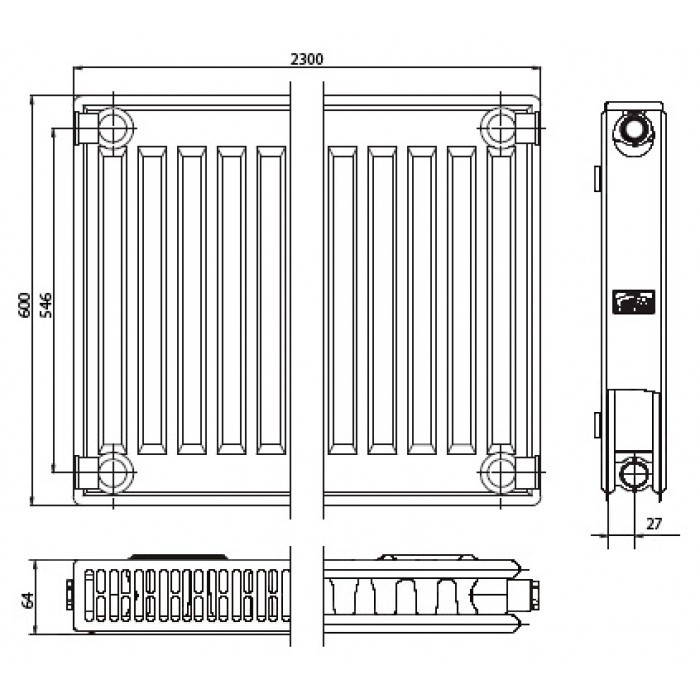 Kermi FTV(FKV) 12 300x1000 стальной панельный радиатор Тип 21
