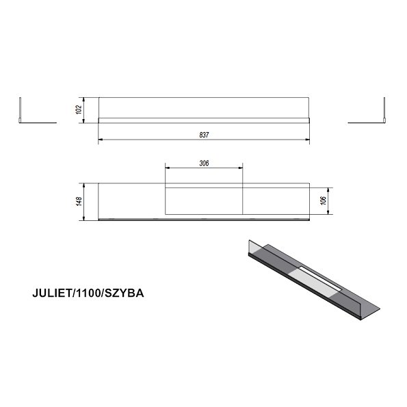 Kratki для биокамина JULIET/1100 стекло декоративное