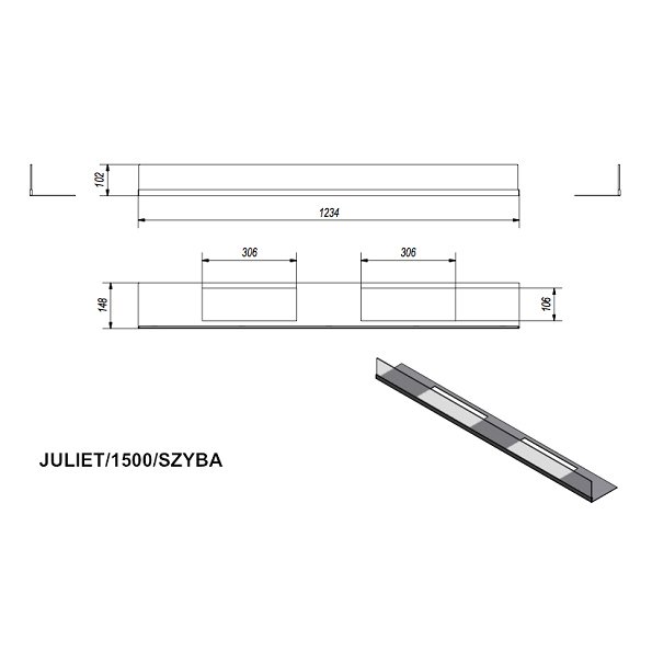 Kratki для биокамина JULIET/1500 стекло декоративное