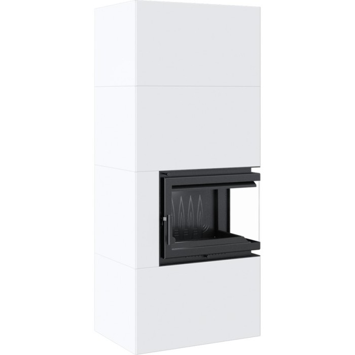 Kratki SIMPLE Box белый с топкой BS, правый угол готовый дровяной каминокомплект