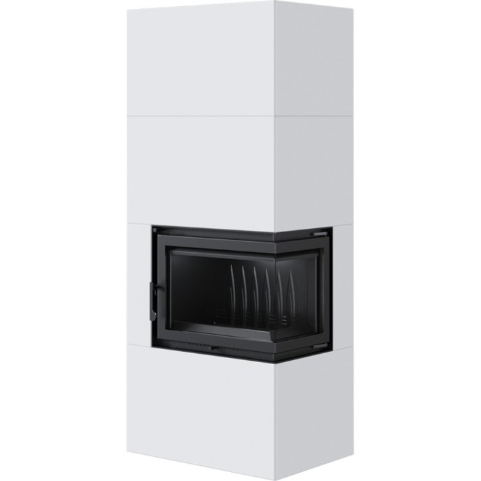 Kratki SIMPLE Box белый с топкой BS, правый угол готовый дровяной каминокомплект
