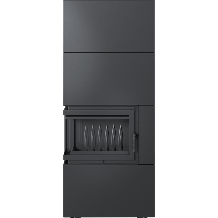 Kratki SIMPLE Box черный с топкой BS, левый угол готовый дровяной каминокомплект