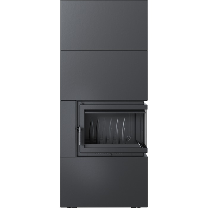Kratki SIMPLE Box черный с топкой BS, правый угол готовый дровяной каминокомплект