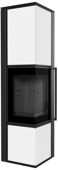 Kratki TORA/L PRO, белый, черная футеровка, с доводчиком дровяная печь