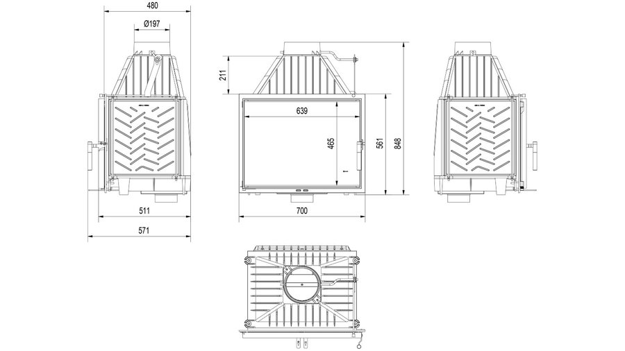 Kratki Zosia ECO 12 фронтальная дровяная топка
