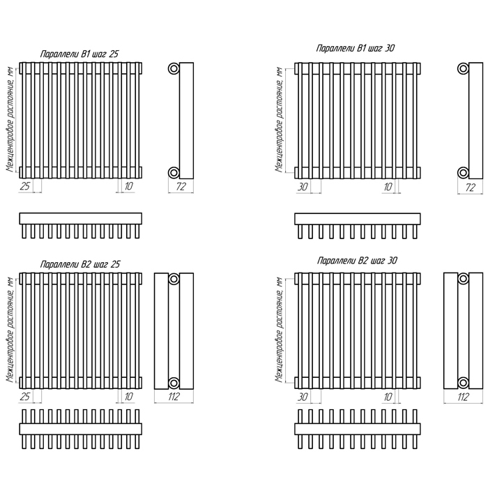КЗТО Параллели В 1-1750-4 шаг 25 радиатор отопления