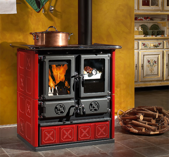 La Nordica Rosetta BII- Maiolica BO (бордовый) дровяная печь
