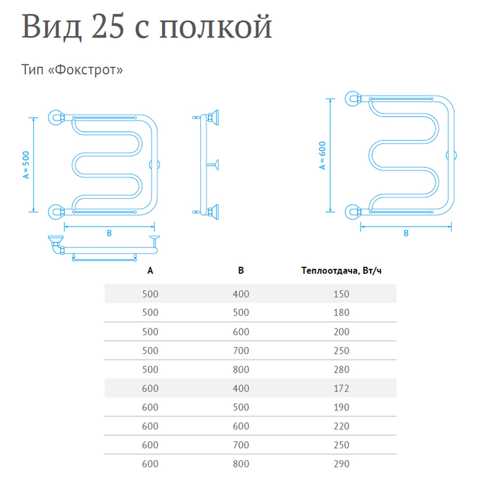 Маргроид Вид 25 (1") 50*60 водяной полотенцесушитель фокстрот