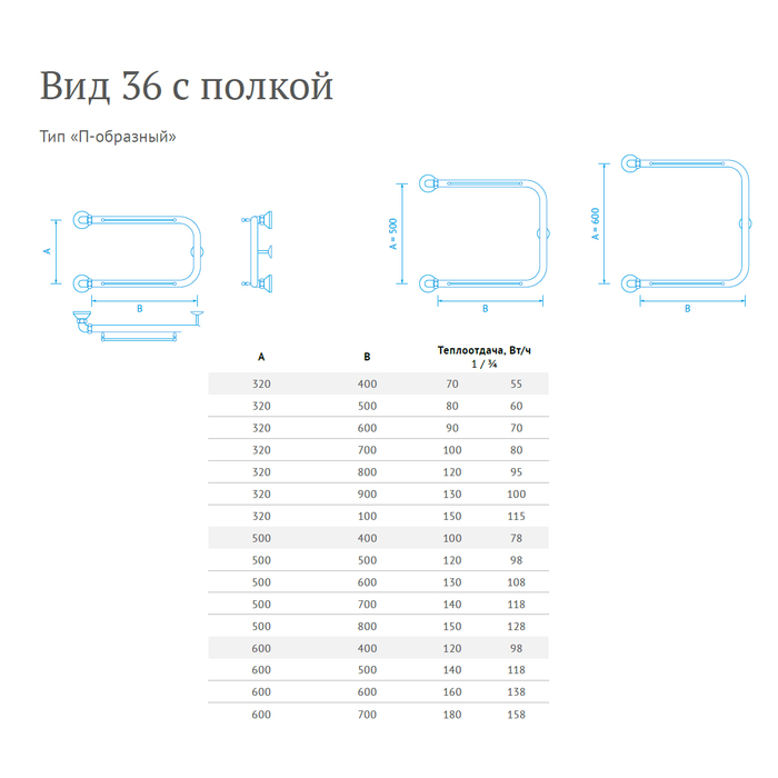 Маргроид Вид 36 (1") 50*70 водяной полотенцесушитель п образный