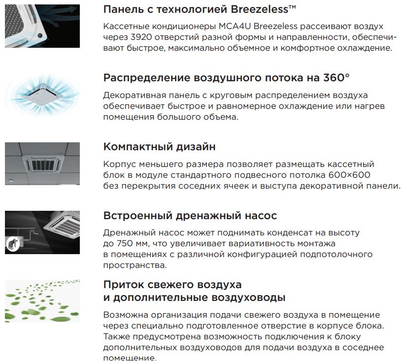 Midea MCA4U-18HRFNX-Q(GA)/MOA1U-18FRN8G1/T-MBQ4-03AWD кассетный кондиционер