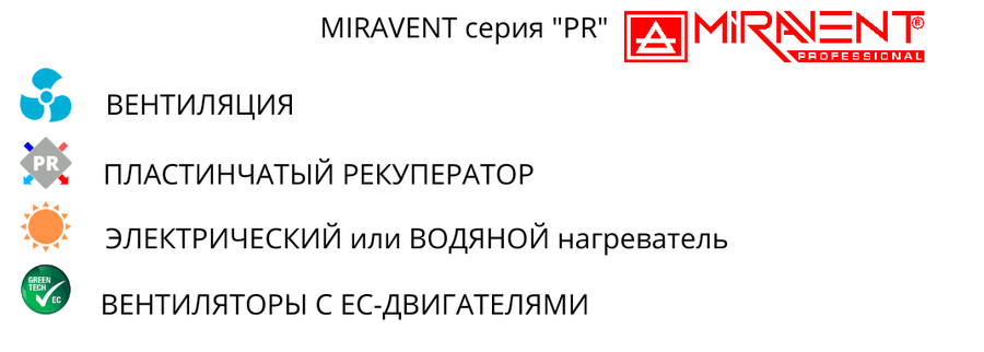 MIRAVENT PR 3300 W (с водяным калорифером) приточно-вытяжная установка