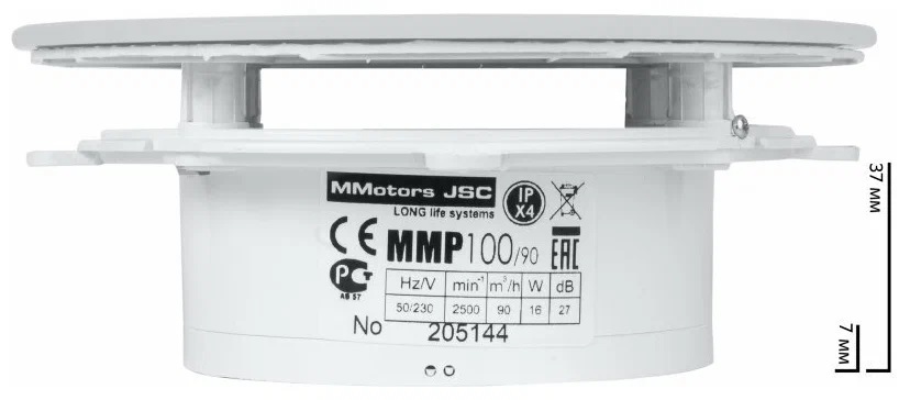 Mmotors ММ-Р 01 пластик круг, 90 м3/ч, с обратным клапаном/белый глянец вытяжка для ванной диаметр 100 мм