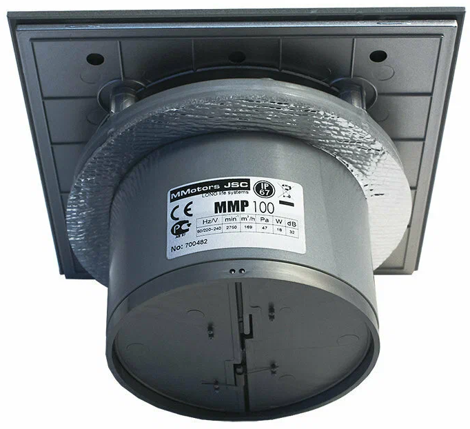 Mmotors ММ-Р 06 стекло прямое 105 м3/ч 14 Вт обратный клапан/темно серый с каплями вытяжка для ванной диаметр 100 мм