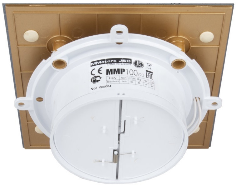 Mmotors ММ-Р 06 стекло прямое, 90 м3/ч, 16 Вт, с обратным клапаном/мозаика золото вытяжка для ванной диаметр 100 мм