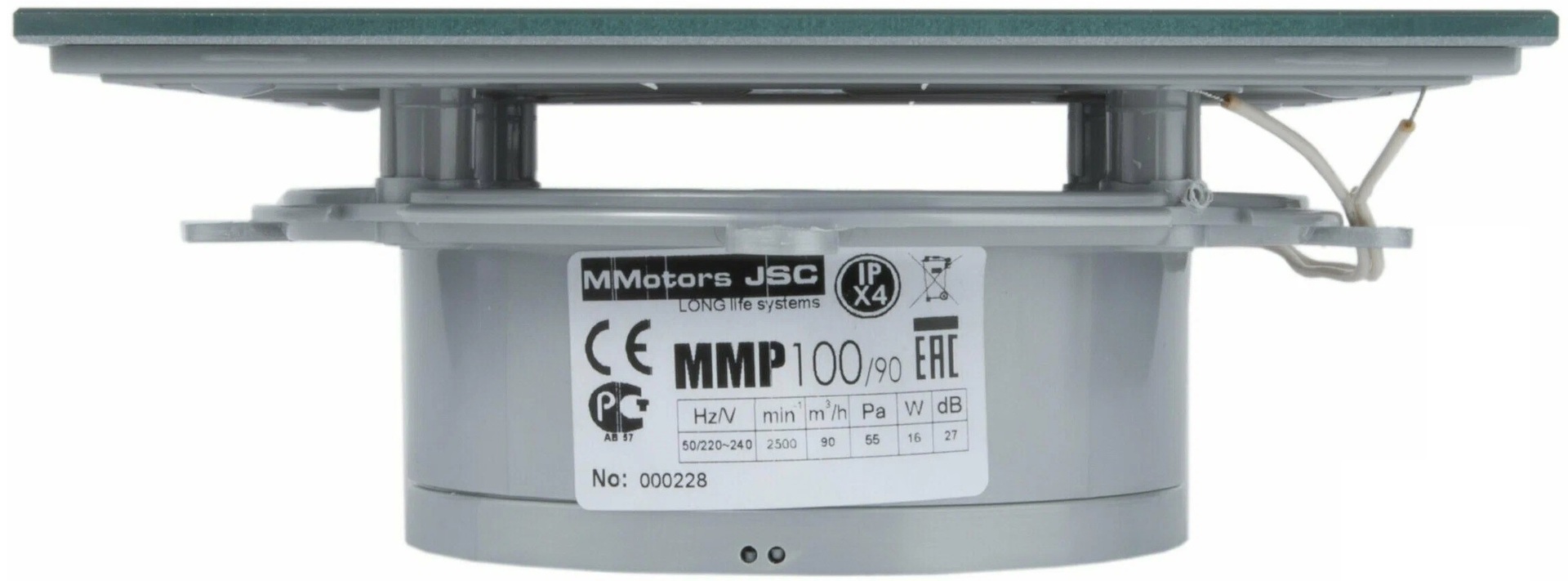Mmotors ММ-Р 06 стекло прямое, 90 м3/ч, 16 Вт, с обратным клапаном/темно серый с каплями вытяжка для ванной диаметр 100 мм